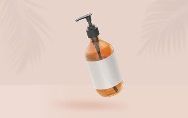 Floating Amber Cosmetic Bottle Mockup