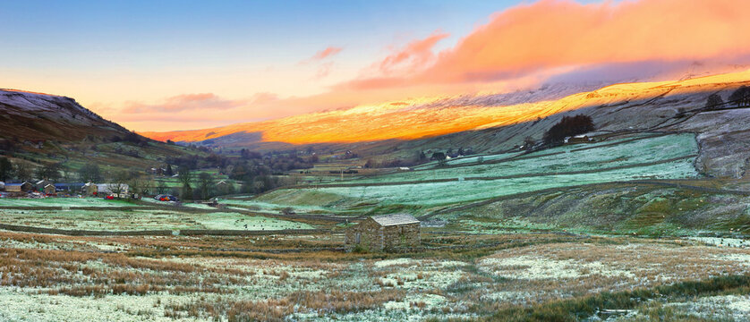 Panoramic Image of Mallerstang Valley near Kirkby Stephen, Yorkshire Dales National Park, England, UK.