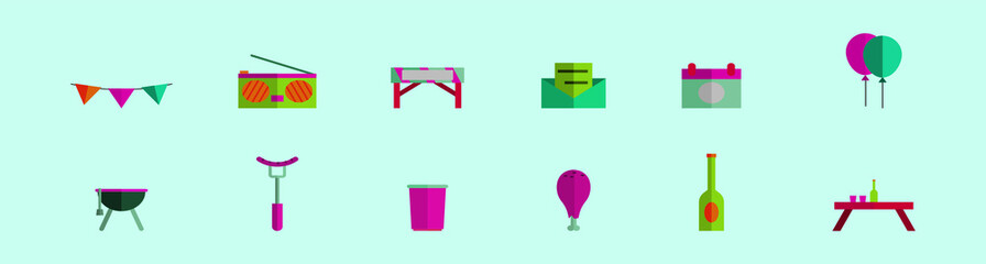 set of party icon cartoon icon design template with various models. vector illustration isolated on blue background