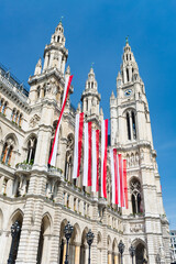 Fototapeta premium Vienna City Hall And Flags, Austria