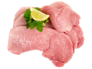 Rohe Schweineschnitzel für Wiener Schnitzel