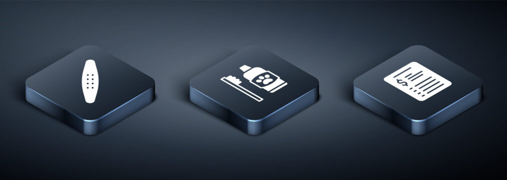 Set Isometric Nail file pet, Grooming salon price list and Dental hygiene for pets icon. Vector.