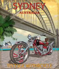 Vintage Sydney, Australia motorcycle poster.