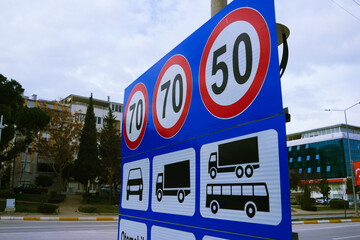 Speed Limits Sign For Trucks, Cars And Buses
