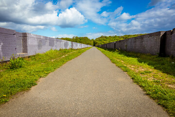 A view across the Conisbrough Viaduct at Conisbrough, Yorkshire, UK in springtime