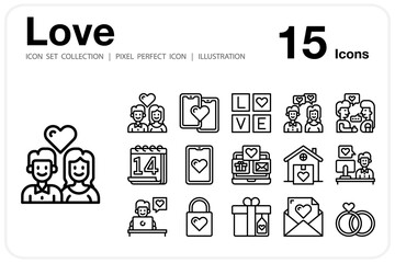 Love , Icon set collection, Pixel perfect icon.