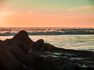 Sunset on the beach of Tarifa, costa de la luz, Spain,