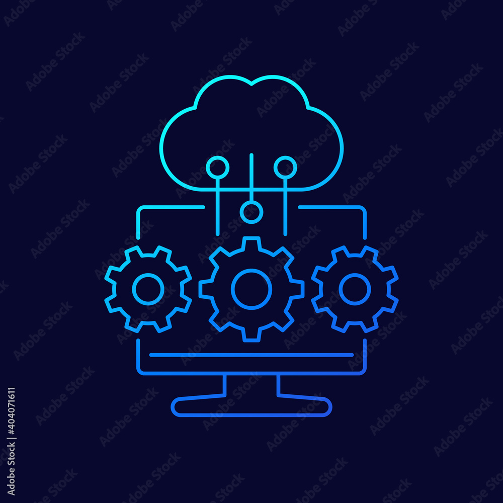 Poster cloud computing service line vector icon