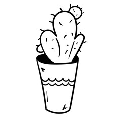 The Cactus Plant hand drawn in doodle style. Cozy home isolated element, simple, minimalism. scandinavian hygge style