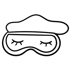 The sleeping mask hand drawn in doodle style. Cozy home isolated element, simple, minimalism. scandinavian hygge style