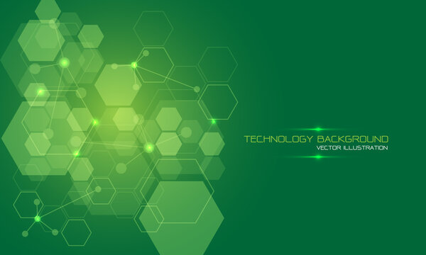 Abstract green technology energy hexagon geometric light with text on blank space design modern futuristic background vector illustration.