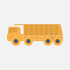 Yellow dump truck. Hand-drawn vector illustration on light background EPS10