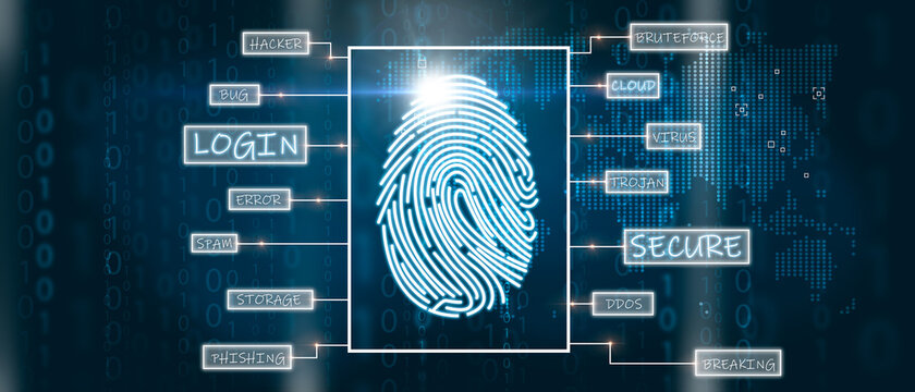 Fingerprint scanning as a technology and security concept. Fingerprint Binary.