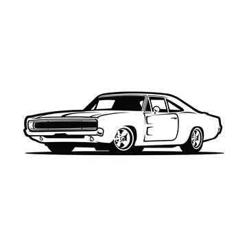 American 1969s customized muscle car vector image isolated