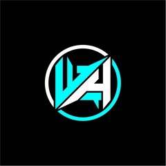 Modern minimalist design with the initials letter W H square and rings around it.