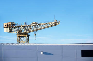Obraz na płótnie Canvas Shipbuilding crane in historical Clydebank Glasgow Scotland