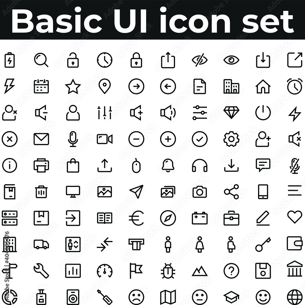Wall mural basic app and web ui icon set