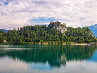 Old Castle and lake Bled in Bled, Slovenia.