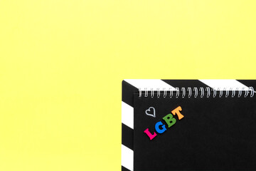 Fototapeta na wymiar lgbt word from multicolored letters. copy space