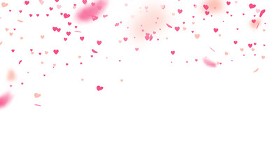 Fototapeta na wymiar Valentines day with Heart confetti falling on white background. Vector illustration