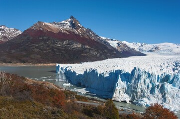 Scenic panoramic view to the gigantic melting Perito Moreno glacier,  in Santa Cruz Province,Patagonia, Argentina
