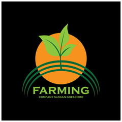 farming illustration logo vector. green leaf nature logo vector