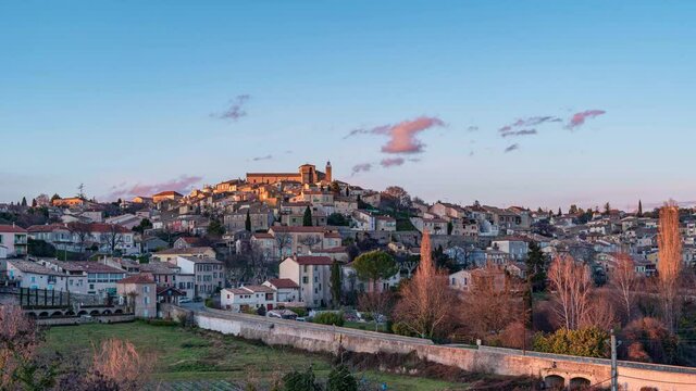 Tima lapes at sunset and night, day to night, Valensole Village, Provence France