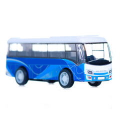Toy model bus on white background isolation