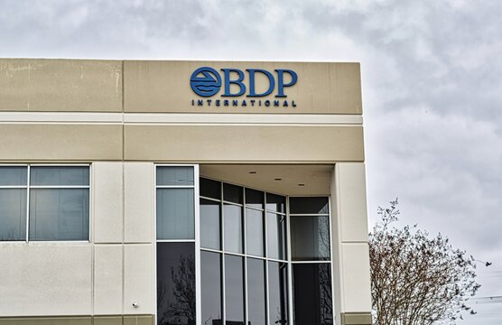 Houston, Texas USA 02-09-2020: BDP International office building exterior in Houston, TX. Lead Logistics Provider that handles import export shipments worldwide. Established in 1966.