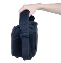 Bag for the camera in hand on white background isolation