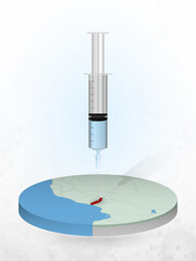 Vaccination of Togo, injection of a syringe into a map of Togo.