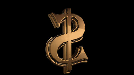 golden dollar sign isolated