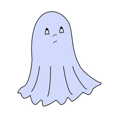 A plump lilac ghost on a white background