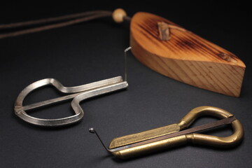 Two jew's harps, traditional music instruments of Altai and Yakut people, also known as carpathian...