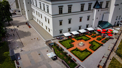 Aerial view of nice park in Vilnius by drone