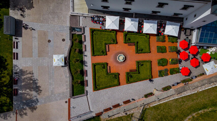 Aerial view of nice park in Vilnius by drone