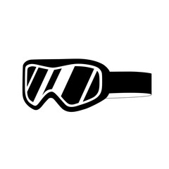 Snowboard goggles isolated on white background. Flat vector illustration. Tourist and sports equipment.