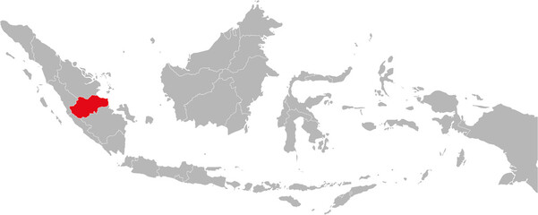 Jambi province isolated on indonesia map. Gray background. Business concepts and backgrounds.
