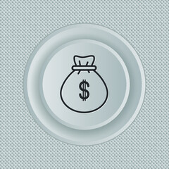 Money Bag sign. Single line icon on white background. Vector illustration