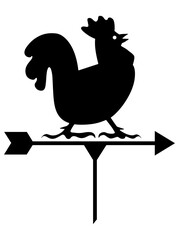 Rooster is weather vane. Silhouette, sign, logo. Vector illustration