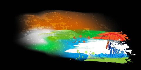 Indian patriotic concept banner with tricolor abstract background
