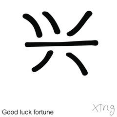 Vector Illustration of Chinese new year greetings word character handwriting. Children's handwriting practice in writing words. 