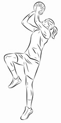 isolated illustration of a basketball player, vector drawing