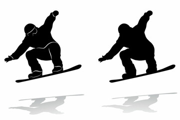 silhouette of a snowboarder , vector drawing - obrazy, fototapety, plakaty