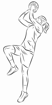 isolated illustration of a basketball player, vector drawing