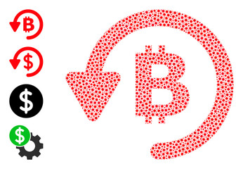Vector bitcoin refund icon covid-2019 mosaic. Bitcoin refund mosaic is created with little covid infection icons. Collage is designed for pharmacy projects.