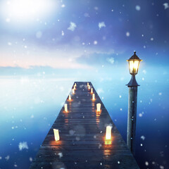 Winterabend am See