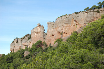Panorama of the forests and mountains of La Mola, in Catalonia, in the province of Barcelona (Spain). Next to Montserrat. Catalonia, El Vallès
