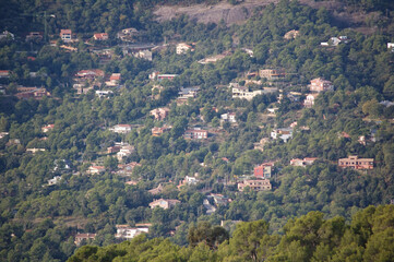 Panorama of the forests and mountains of La Mola, in Catalonia, in the province of Barcelona (Spain). Next to Montserrat. Catalonia, El Vallès
