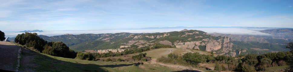 Panorama of the forests and mountains of La Mola, in Catalonia, in the province of Barcelona (Spain). Next to Montserrat. Catalonia, El Vallès
